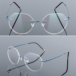 Elbru Ultralight Eyeglasses Frames Memory Titanium Rimless Reading Glasses Men & Women Presbyopic Eyeglasses Brand Design 2023