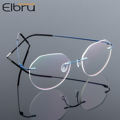 Elbru Ultralight Eyeglasses Frames Memory Titanium Rimless Reading Glasses Men & Women Presbyopic Eyeglasses Brand Design 2023