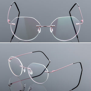 Elbru Ultralight Eyeglasses Frames Memory Titanium Rimless Reading Glasses Men & Women Presbyopic Eyeglasses Brand Design 2023