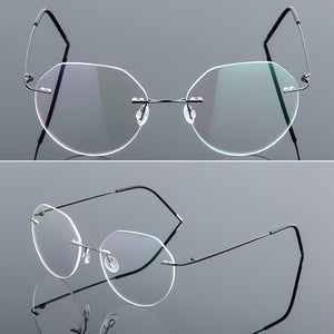 Elbru Ultralight Eyeglasses Frames Memory Titanium Rimless Reading Glasses Men & Women Presbyopic Eyeglasses Brand Design 2023