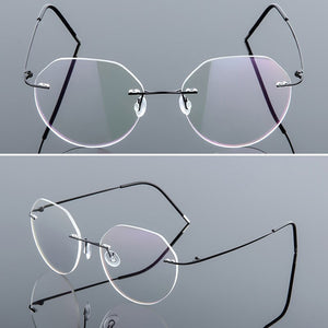Elbru Ultralight Eyeglasses Frames Memory Titanium Rimless Reading Glasses Men & Women Presbyopic Eyeglasses Brand Design 2023