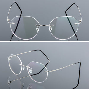 Elbru Ultralight Eyeglasses Frames Memory Titanium Rimless Reading Glasses Men & Women Presbyopic Eyeglasses Brand Design 2023