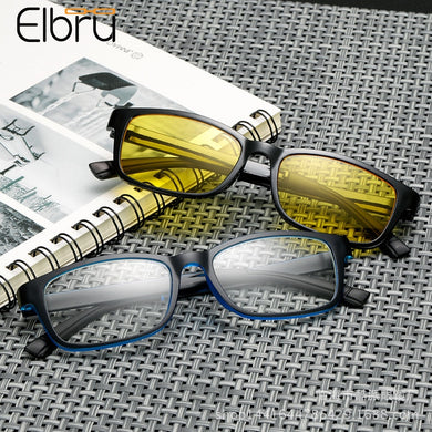 Elbru Occhiali da vista quadrati ultraleggeri con montatura classica Occhiali retrò Occhiali da vista gialli per visione notturna Occhiali da vista per computer unisex