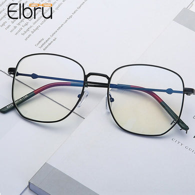 Elbru Vintage Large Square Glasses Frame Transparent Ultra Light Myopia Glasses Frame Eyeglasses Female Eyewear Unisex