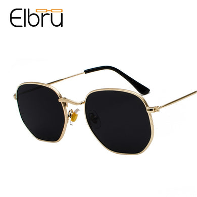 Elbru Vintage Square Mens Sunglasses 2022 Brand Designers Metal Frame Black Sun Glasses Women Unisex Summer Style oculos de los