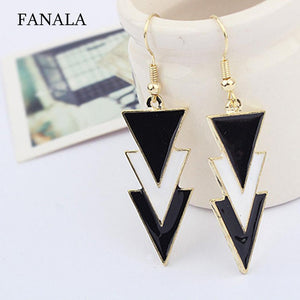 Elegant Charm Layers Pendant Women Three Of Black Earrings Triangle