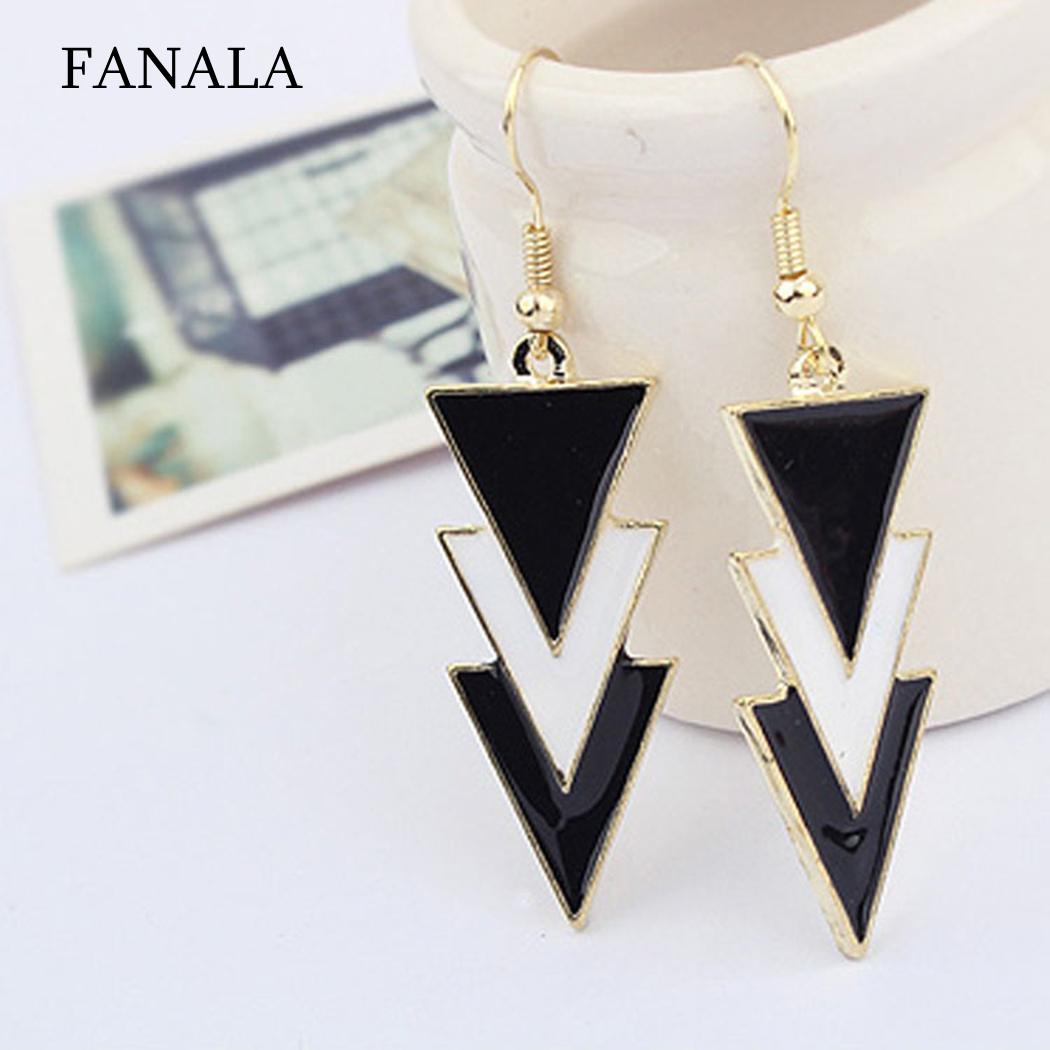 Elegant Charm Layers Pendant Women Three Of Black Earrings Triangle