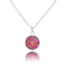 Load image into Gallery viewer, Elegant Multicolor Crystal Cluster Natural Stone Love&#39;s Necklace Women Silver Chain Round Pendant Necklace Jewelry Gift