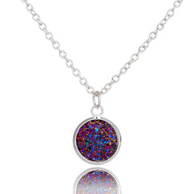 Load image into Gallery viewer, Elegant Multicolor Crystal Cluster Natural Stone Love&#39;s Necklace Women Silver Chain Round Pendant Necklace Jewelry Gift