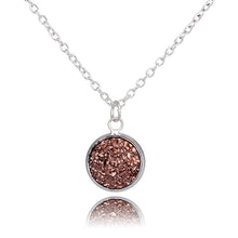 Load image into Gallery viewer, Elegant Multicolor Crystal Cluster Natural Stone Love&#39;s Necklace Women Silver Chain Round Pendant Necklace Jewelry Gift