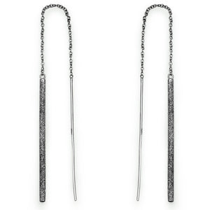 Elegant Simple Straight Line White 925 Sterling Silver Hanging Dangle Earrings