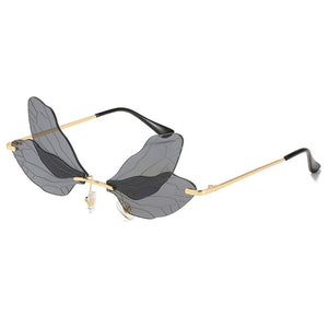 Dragonfly Sunglasses Women 2022 Fashion Brand Retro Steam punk Frameless Sun Glasses For Woman Girls Shades Oculos