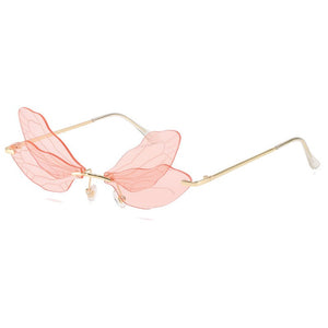 Dragonfly Sunglasses Women 2022 Fashion Brand Retro Steam punk Frameless Sun Glasses For Woman Girls Shades Oculos
