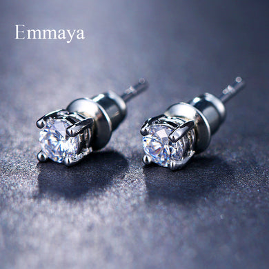 AAA Cubic Zirconia Earrings For Men Women Round White Zircon Stud Earrings Simple Jewelry Gift Party