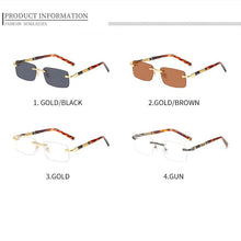 Load image into Gallery viewer, Emosnia 2023 Rimless Rectangle Sunglasses Men Plate Temples Small Square Sun Glasses Women Retro Optical Frame Eyeglasses UV400
