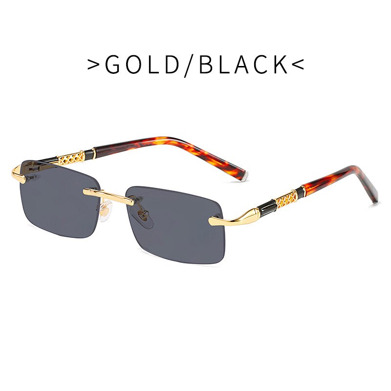 Emosnia 2023 Rimless Rectangle Sunglasses Men Plate Temples Small Square Sun Glasses Women Retro Optical Frame Eyeglasses UV400
