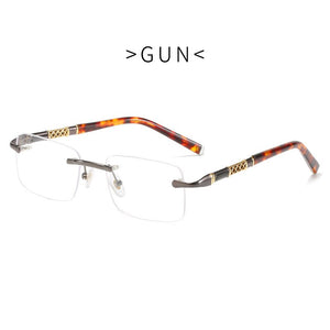 Emosnia 2023 Rimless Rectangle Sunglasses Men Plate Temples Small Square Sun Glasses Women Retro Optical Frame Eyeglasses UV400