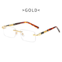 Load image into Gallery viewer, Emosnia 2023 Rimless Rectangle Sunglasses Men Plate Temples Small Square Sun Glasses Women Retro Optical Frame Eyeglasses UV400