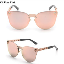 Load image into Gallery viewer, Emosnia Pink Sunglasses Rose Gold Skull Oversize Sunglasses Women Brand Designer Big Frame Sun Glasses For Female Ladies Eyewear