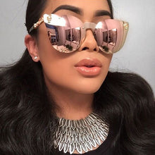 Load image into Gallery viewer, Emosnia Pink Sunglasses Rose Gold Skull Oversize Sunglasses Women Brand Designer Big Frame Sun Glasses For Female Ladies Eyewear
