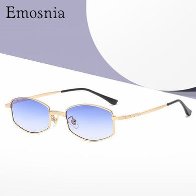 Emosnia Small Polygon Sun Glasses Vintage Men Gold Metal Oval Sunglasses For Woman Hip Hop Style 2023 Blue Brown UV400