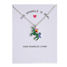 Load image into Gallery viewer, Enamel Unicorn Pendant Necklaces For Women Jewelry Silver Plated Animal Necklace Choker Collar Chains nB