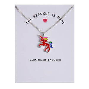 Enamel Unicorn Pendant Necklaces For Women Jewelry Silver Plated Animal Necklace Choker Collar Chains nB