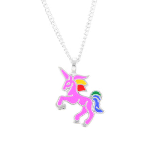 Enamel Unicorn Pendant Necklaces For Women Jewelry Silver Plated Animal Necklace Choker Collar Chains nB