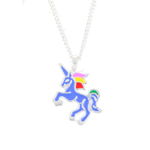 Enamel Unicorn Pendant Necklaces For Women Jewelry Silver Plated Animal Necklace Choker Collar Chains nB