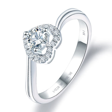 Engagement Ring 14K White Gold Moissanite diamond 0.30ct with real diamond 0.072ct Fine Jewelry For Women's Gift New Lohaspie