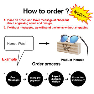 Engrave Your LOGO Wooden Polarized Men's Sunglasses Women Sun glasses UV400 Protection Male Oculos de sol Masculino