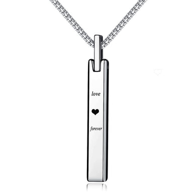 Engraving Your Name or Wedding Anniversary Cuboid High Polished Tungsten Carbide Necklace & Pendant Mens Stylish Christmas Gift