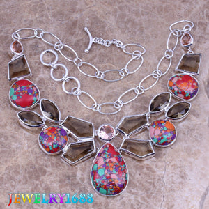 Enjoyable Multicolor Natural Stone Brown Morganite 925 Sterling Silver Grade Necklace L626