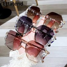 Load image into Gallery viewer, Ettatend Rimless  Rhinestone Bling Sunglasses Women Desinger Personality Sun Glasses Vintage Shades Gradient Lens