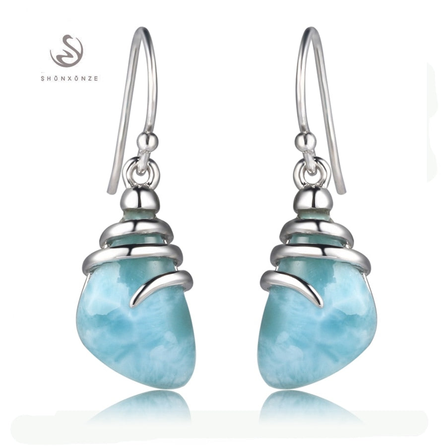 925 sterling silver Larimar Earrings christmas gifts for women Jewelry & Accessories Explosion models aliexpress S-3804