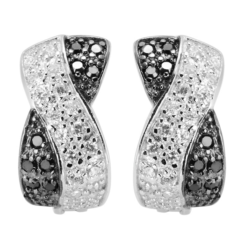 Explosion models Cute 925 sterling silver jewelery christmas Earrings for women gifts White Black Cubic Zirconia S-2157