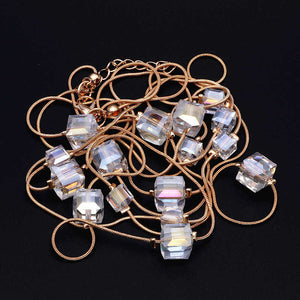 Europe Fashion Crystal Jewelry Accessories, Austrian Crystal Bead Long Necklace Sweater Chain Necklaces & Pendants For Women