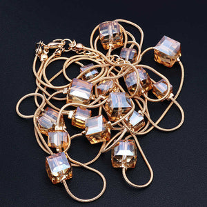 Europe Fashion Crystal Jewelry Accessories, Austrian Crystal Bead Long Necklace Sweater Chain Necklaces & Pendants For Women