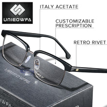 Load image into Gallery viewer, Europe High end Italy Acetate Optical Eyeglasses Frame Retro Optical Prescription Glasses Frame Men Myopia Clear Eyewear Frame