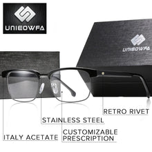 Load image into Gallery viewer, Europe High end Italy Acetate Optical Eyeglasses Frame Retro Optical Prescription Glasses Frame Men Myopia Clear Eyewear Frame