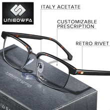 Load image into Gallery viewer, Europe High end Italy Acetate Optical Eyeglasses Frame Retro Optical Prescription Glasses Frame Men Myopia Clear Eyewear Frame
