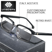 Load image into Gallery viewer, Europe High end Italy Acetate Optical Eyeglasses Frame Retro Optical Prescription Glasses Frame Men Myopia Clear Eyewear Frame