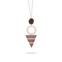 Carica l&#39;immagine nel visualizzatore di Gallery, European American Style Simple Lady Necklace Wood C Geometric Metal Piece Stitching Long Necklace Sweater