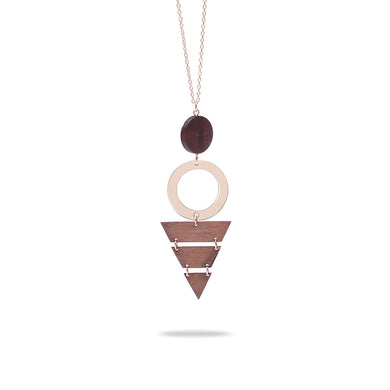 European American Style Simple Lady Necklace Wood C Geometric Metal Piece Stitching Long Necklace Sweater
