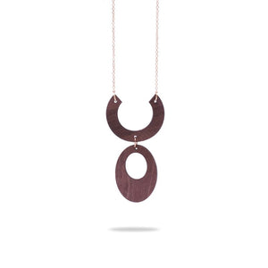 European American Style Simple Lady Necklace Wood C Geometric Metal Piece Stitching Long Necklace Sweater