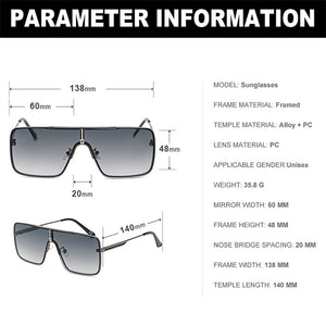 European And American Metal Large Square Body Sunglasses Men's Classic Retro Sunglasses Personalized Driving Glasses