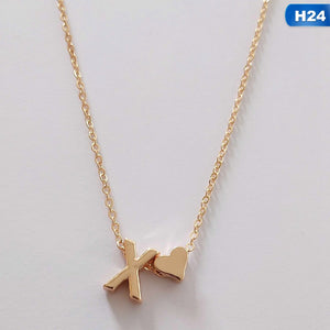 European Style Fashion 26 Letters Love Heart Pendant Necklace For Women Chain Choker Necklace Lover's Jewelry Gift