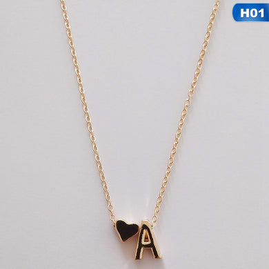 European Style Fashion 26 Letters Love Heart Pendant Necklace For Women Chain Choker Necklace Lover's Jewelry Gift
