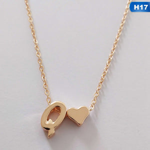 European Style Fashion 26 Letters Love Heart Pendant Necklace For Women Chain Choker Necklace Lover's Jewelry Gift
