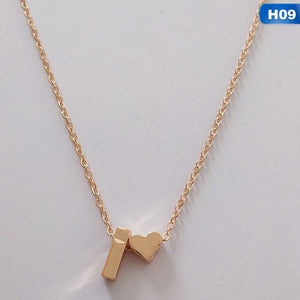 European Style Fashion 26 Letters Love Heart Pendant Necklace For Women Chain Choker Necklace Lover's Jewelry Gift